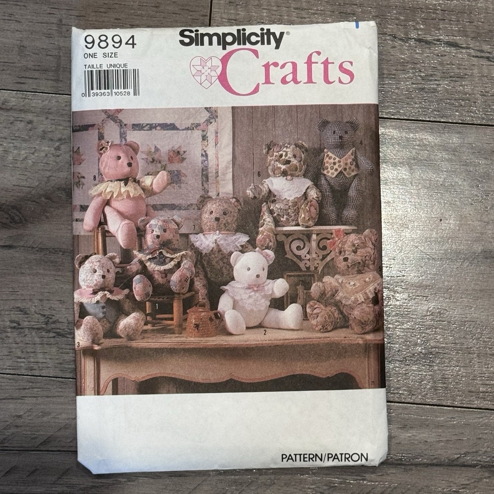 NEW* Simplicity Crafts # 9894 Sewing Patterns. Stuffed Bear‎ In Two Sizes